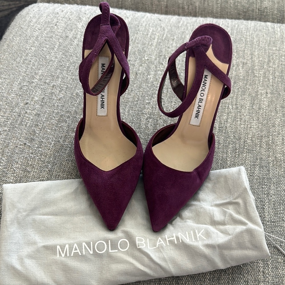 Manolo Blahnik Purple Suede Heels